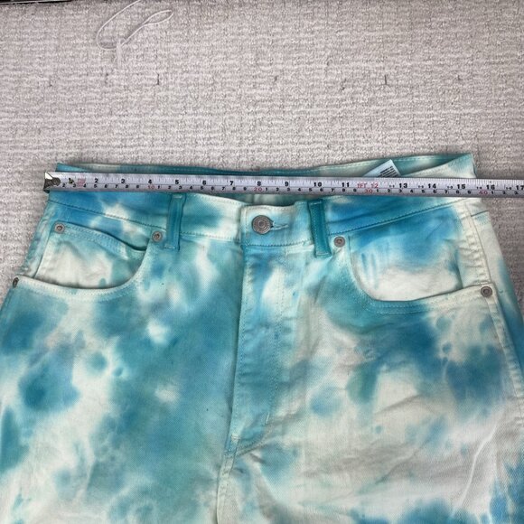 Levis Wom Cargo Jeans W30 Blue Tie Dye Hippie High-Waisted Wide Leg crop (Read) - Picture 13 of 16